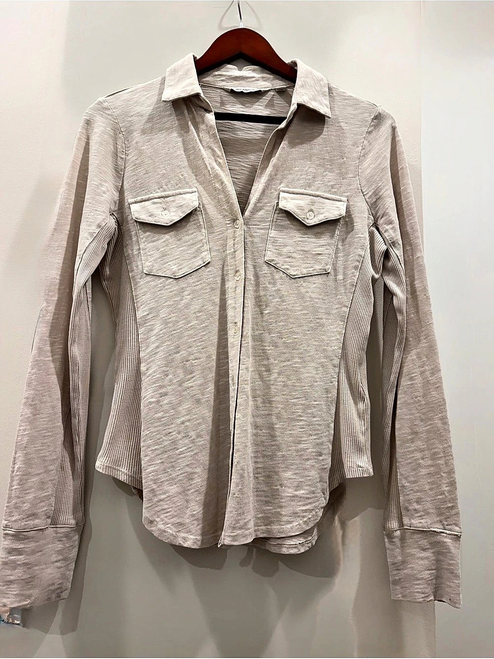 Calvin Klein Jeans Cotton Utility Button Down Shirt in Cream SP